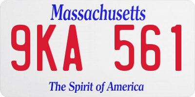 MA license plate 9KA561