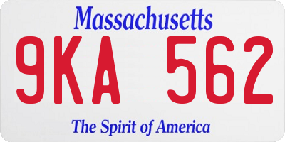 MA license plate 9KA562