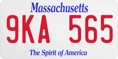 MA license plate 9KA565
