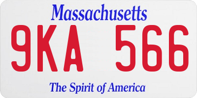 MA license plate 9KA566