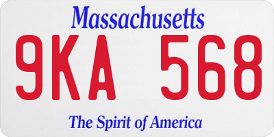 MA license plate 9KA568