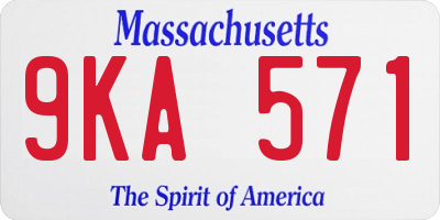 MA license plate 9KA571
