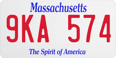 MA license plate 9KA574
