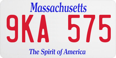 MA license plate 9KA575