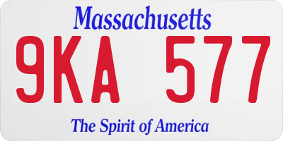 MA license plate 9KA577