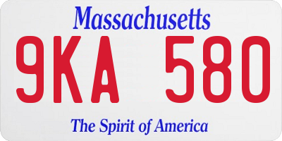 MA license plate 9KA580