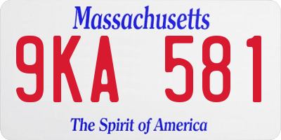 MA license plate 9KA581