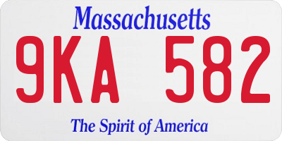 MA license plate 9KA582