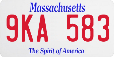 MA license plate 9KA583