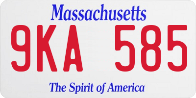 MA license plate 9KA585