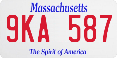 MA license plate 9KA587