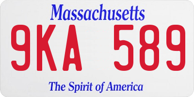 MA license plate 9KA589