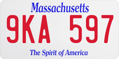 MA license plate 9KA597