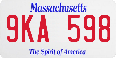 MA license plate 9KA598