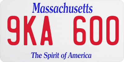 MA license plate 9KA600