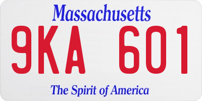 MA license plate 9KA601