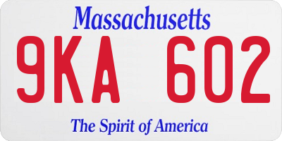 MA license plate 9KA602