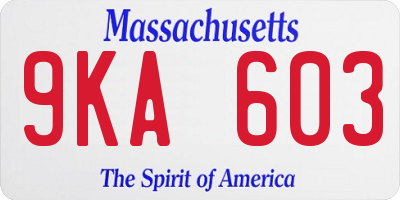 MA license plate 9KA603