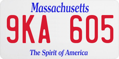 MA license plate 9KA605