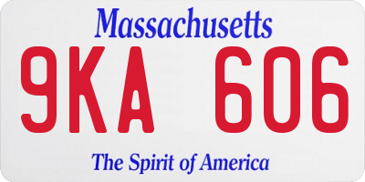 MA license plate 9KA606