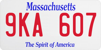 MA license plate 9KA607