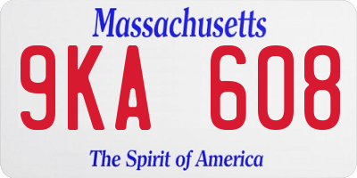 MA license plate 9KA608
