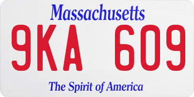 MA license plate 9KA609