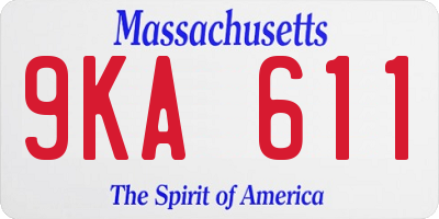 MA license plate 9KA611