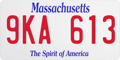 MA license plate 9KA613