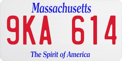 MA license plate 9KA614