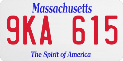 MA license plate 9KA615