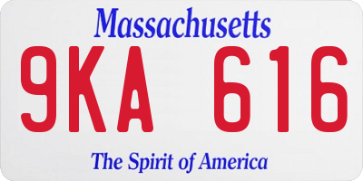 MA license plate 9KA616