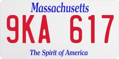 MA license plate 9KA617