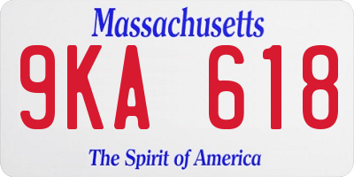 MA license plate 9KA618