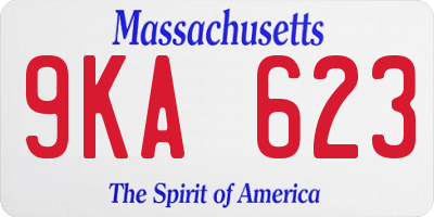 MA license plate 9KA623