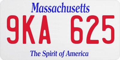 MA license plate 9KA625