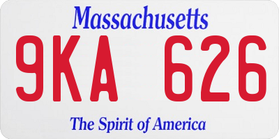 MA license plate 9KA626
