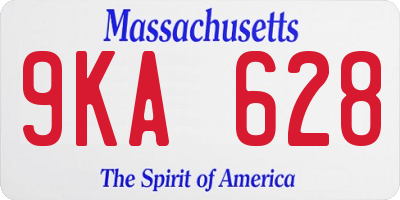 MA license plate 9KA628