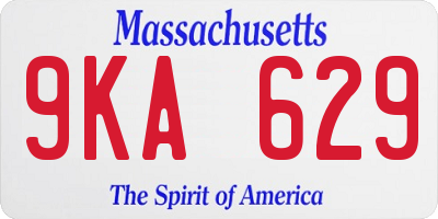MA license plate 9KA629