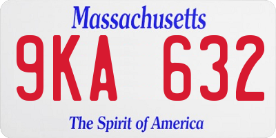 MA license plate 9KA632
