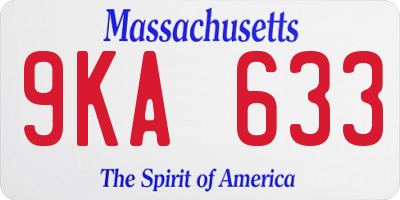 MA license plate 9KA633