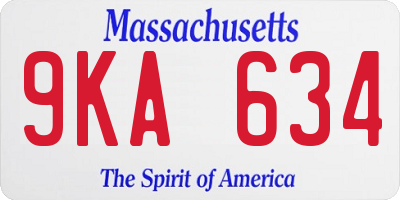 MA license plate 9KA634