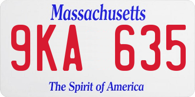 MA license plate 9KA635