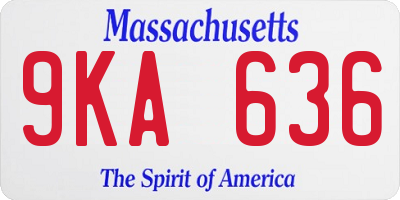 MA license plate 9KA636