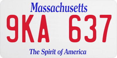 MA license plate 9KA637