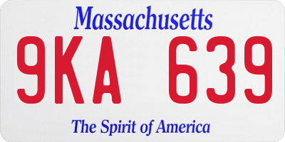MA license plate 9KA639