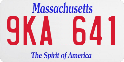 MA license plate 9KA641