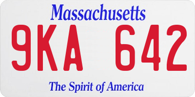 MA license plate 9KA642