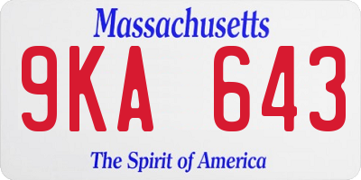 MA license plate 9KA643