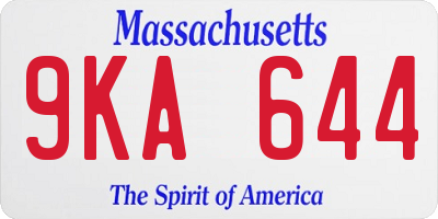MA license plate 9KA644